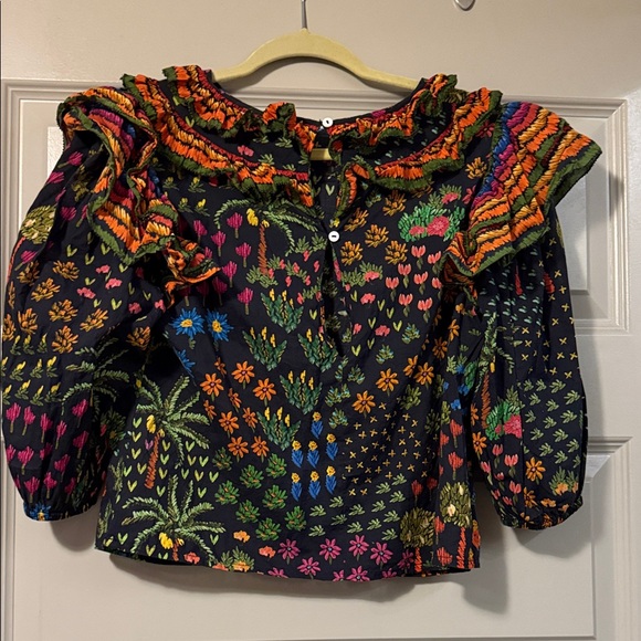 FARM Rio Multicolor Floral Embroidered Top - Picture 2 of 3